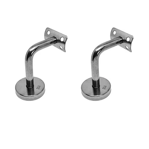 Soporte Escuadra Curvo Pasamanos Escalera Acero Inox 2 Unidades