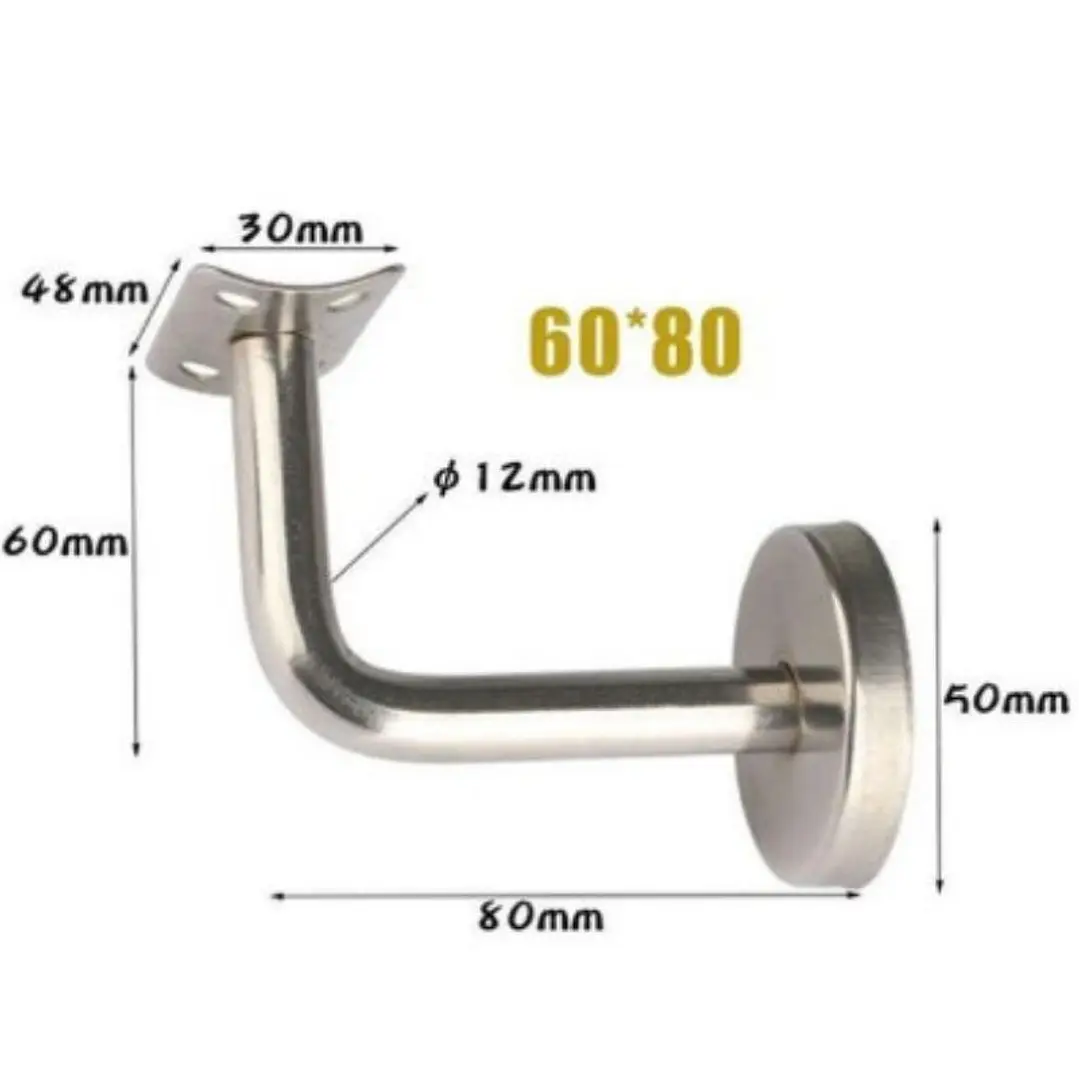 Soporte Escuadra Curvo Pasamanos Escalera Acero Inox 3 Unidades 8