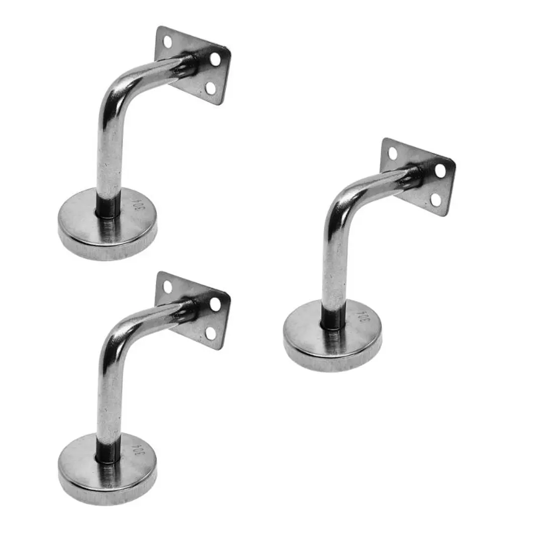 Soporte Escuadra Recto Pasamanos Escalera Acero Inox 3 Unidades 1
