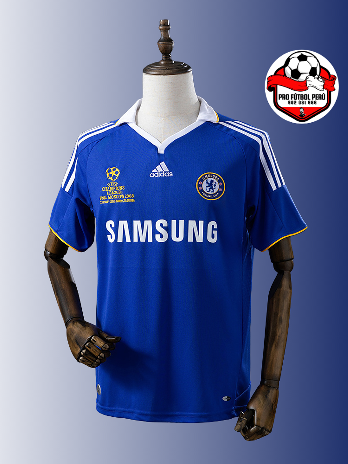 Camiseta local del Chelsea 2008 final de Champions 1