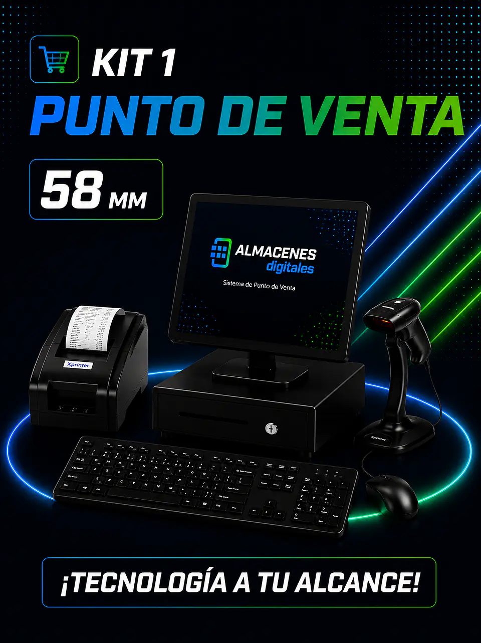 Pack 1:  Punto de venta Impresora 58 mm 1