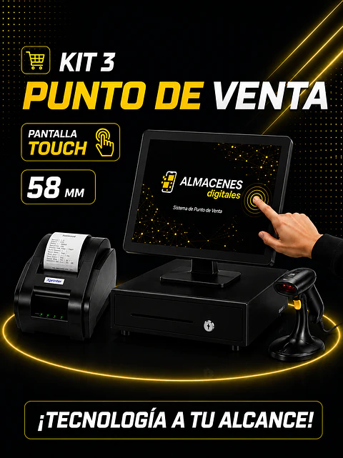 Pack 3 Pro: Punto de venta pantalla táctil 21.5" + Impresora 58 mm
