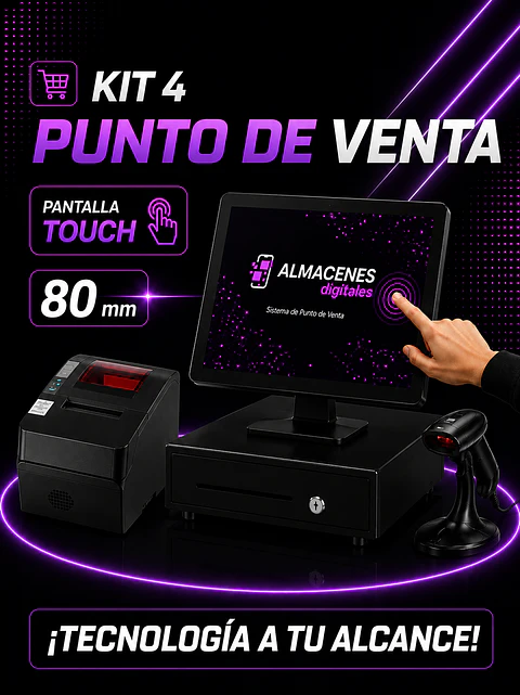 Pack 4 Pro: Punto de venta pantalla Táctil 21.5" + Impresora 80 mm 