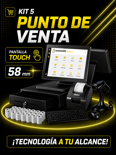 Pack 5: Dual POS Touch (Doble pantalla) + Impresora 58 mm 