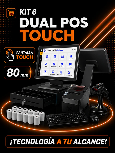 Pack 6: Dual POS Touch (Doble pantalla) + Impresora 80 mm 
