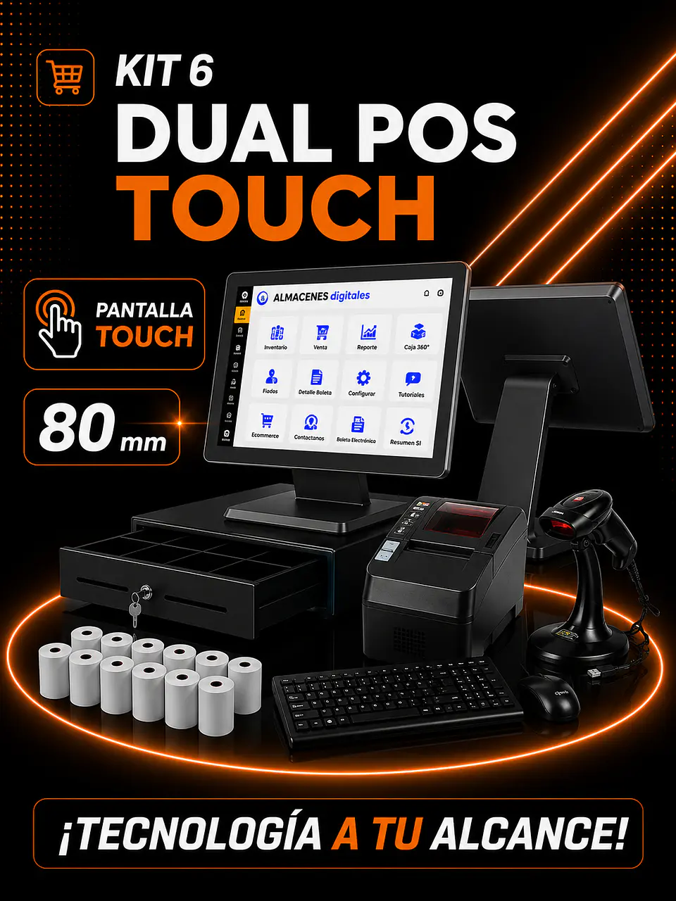 Pack 6: Dual POS Touch (Doble pantalla) + Impresora 80 mm  1