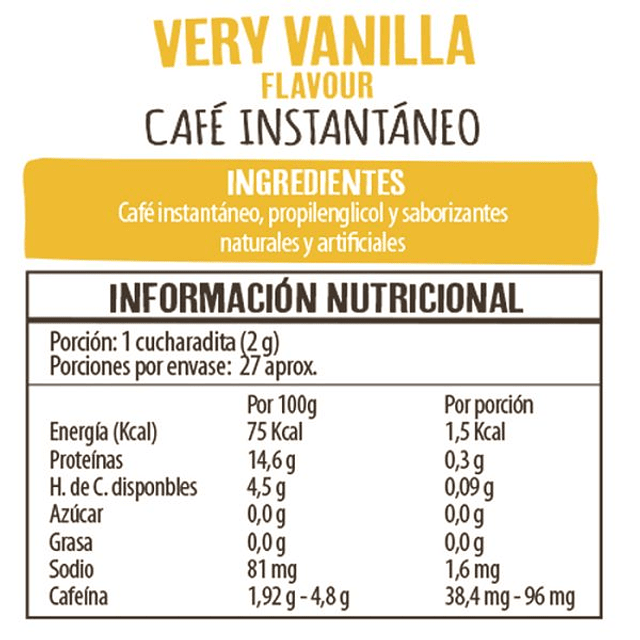Frasco de Café Instantáneo Very Vanilla 50 grs Beanies