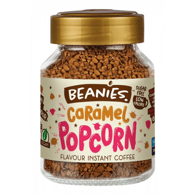 Frasco de Café Instantáneo Caramel Pop Corn 50 grs Beanies