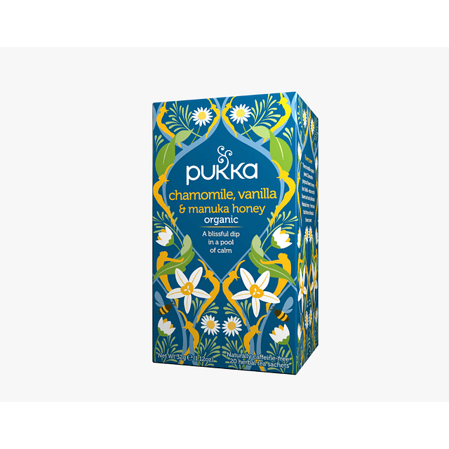 Té orgánico relajante Chamomile Vainilla & Manuka Honey 20 bolsitas Pukka 