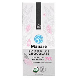 Barra de Chocolate Orgánico Sin Azúcar 79% 100 grs Manare