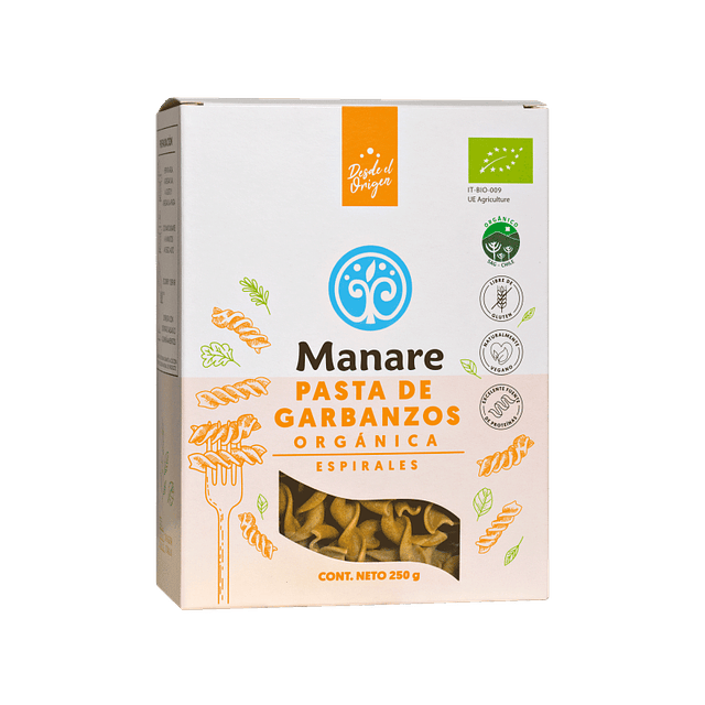 Pasta de Garbanzos Orgánica (Espirales) 250 grs Manare