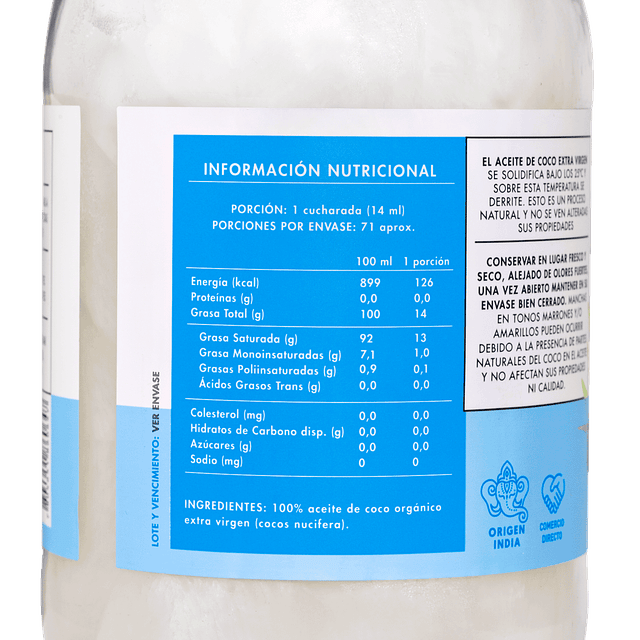 Aceite de Coco Orgánico 1000 ml Manare