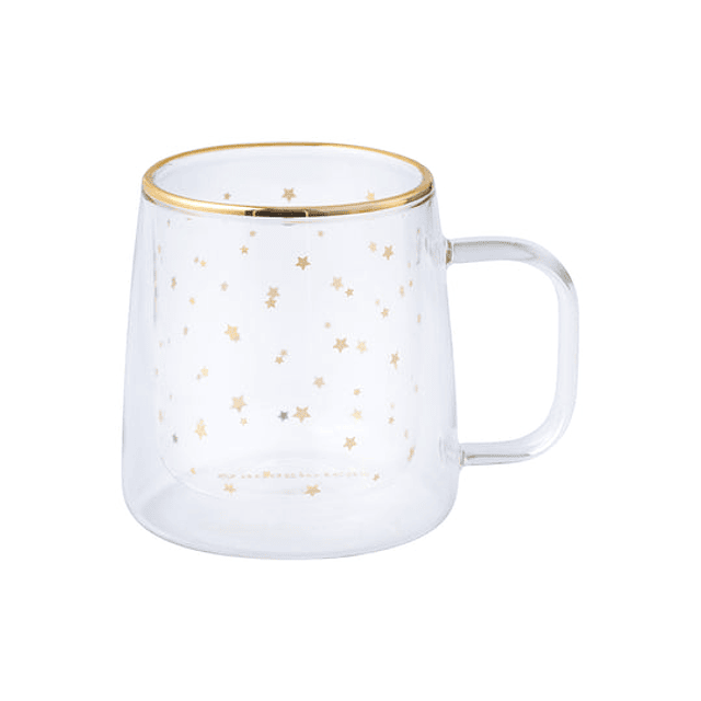 Taza Doble Vidrio 250 Estrellas Doradas Adagio Teas