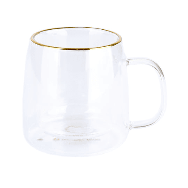 Taza Doble Vidrio 250 ml Borde Dorado Adagio Teas