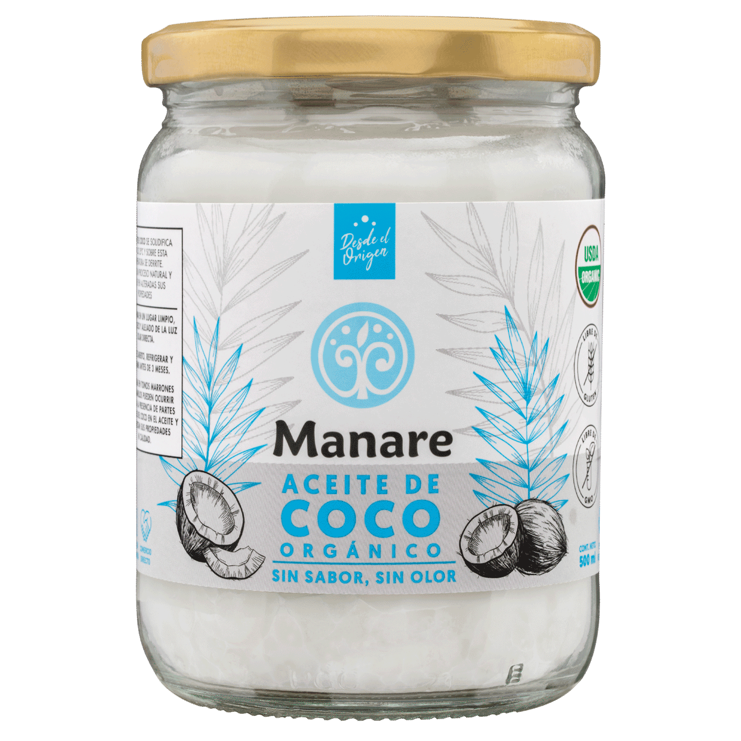 Aceite de coco sin olor y sin sabor (500ml) Manare