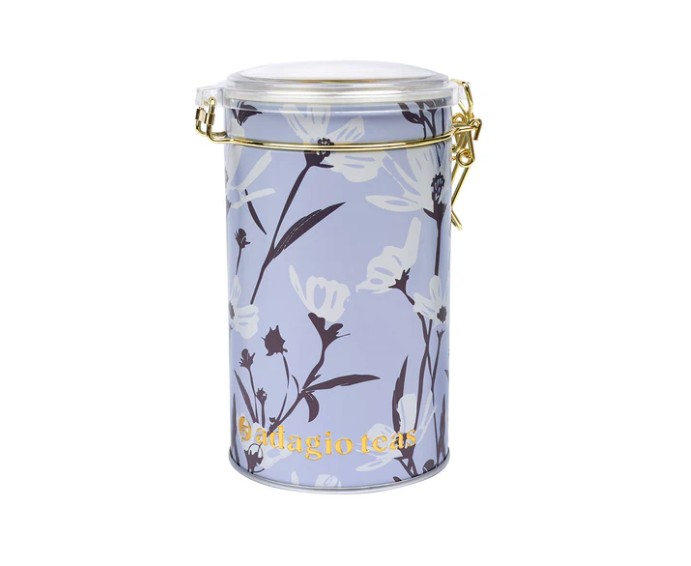 Tarro Grande Flowers Blue & White 8 Oz Adagio Teas
