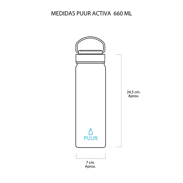 Botella Térmica de Acero Inoxidable Activa Viva la Vida 660 ml Puur