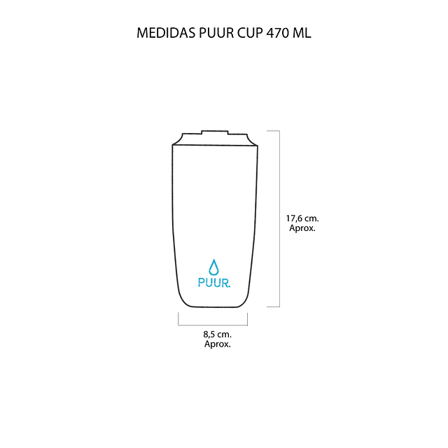 Vaso Térmico Mug Hermético de acero inoxidable 470 ml Moss Puur