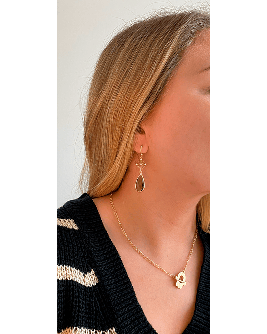 Aro dorado rombos y cristal marrón