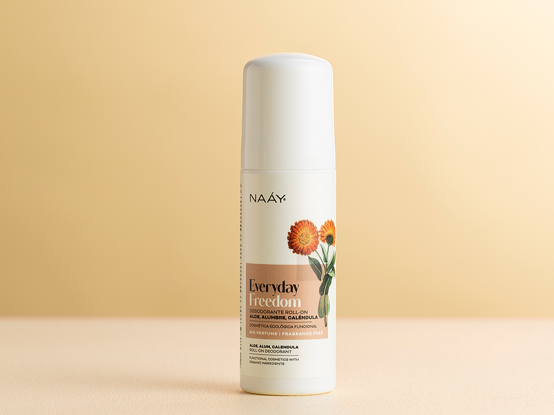 Desodorante Roll-on de Alumbre, Aloe y Caléndula, 75 ml. Naáy 1