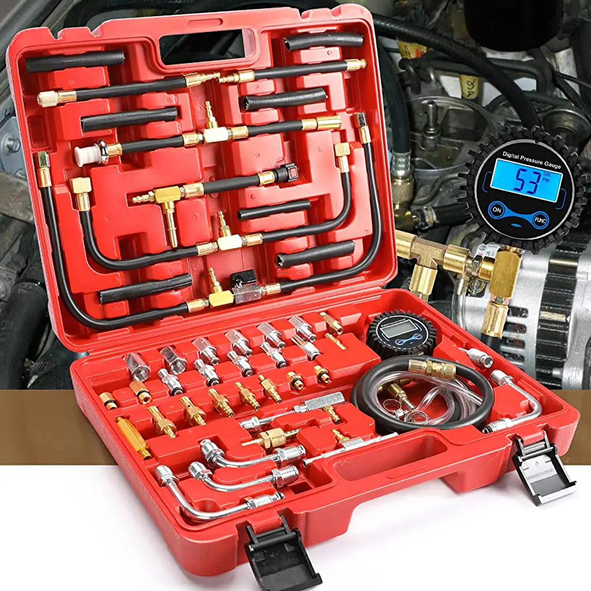 Kit Probador De Presión De Combustible 0-140 Psi Para Inyección | Manómetro Pro Deluxe