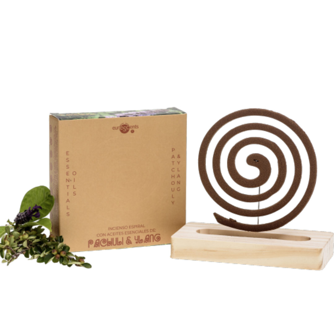Incienso en Espiral Pachuli y Ylang Euroscents 6 uni 1