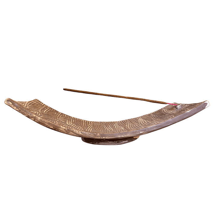 Inciensario Góndola de Cerámica Artesanal Hecha a Mano Marrón 24 cm x 9.5 cm 1