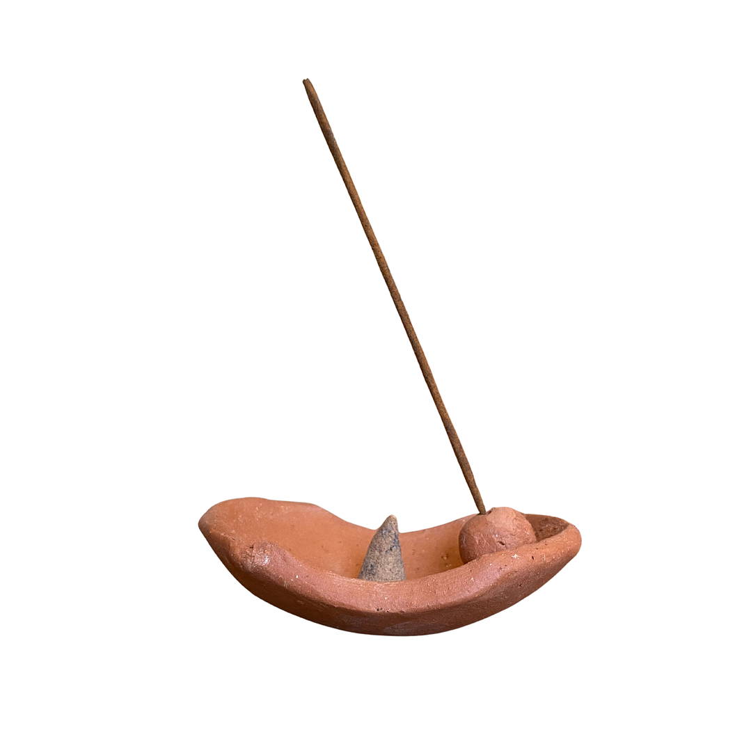 Inciensario Concha de Cerámica Artesanal Hecha a Mano Terracota 10.5 cm x 10.5 cm 1