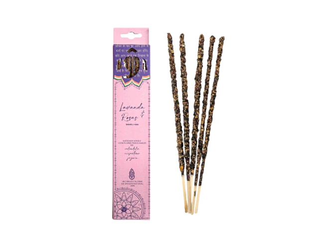 Incienso en Varilla Lavanda y Rosas con Flores Medicinales Euroscents