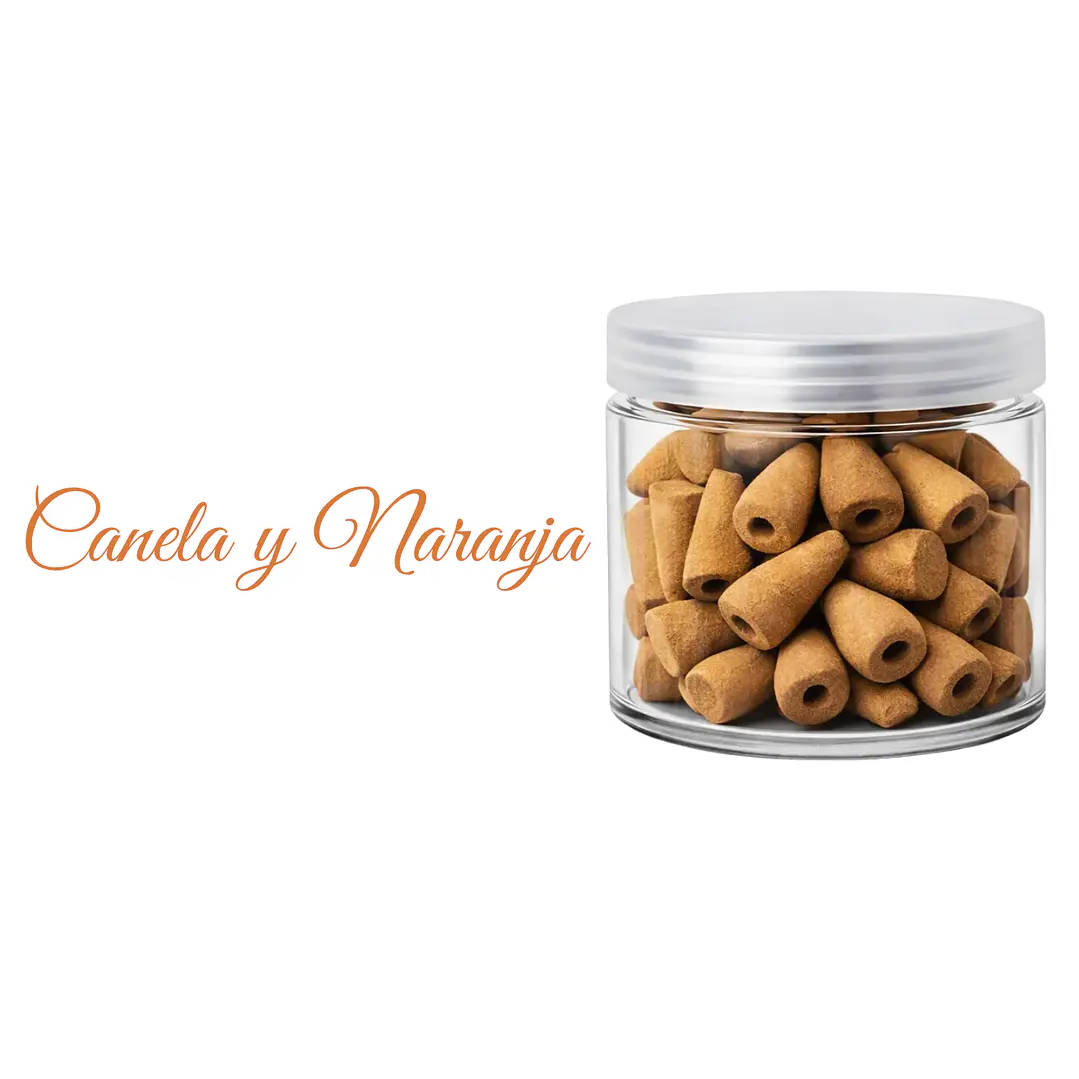 Incienso en Cono de Reflujo Canela y Naranja Euroscents Tarro 100 uni 1