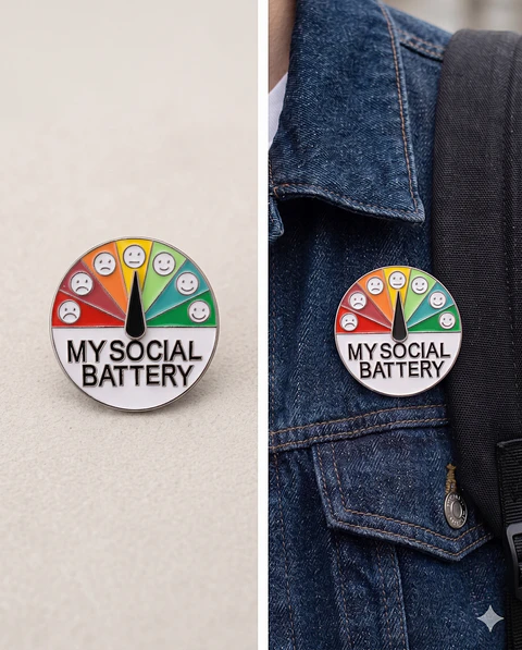 Pin Batería Social con Aguja Móvil