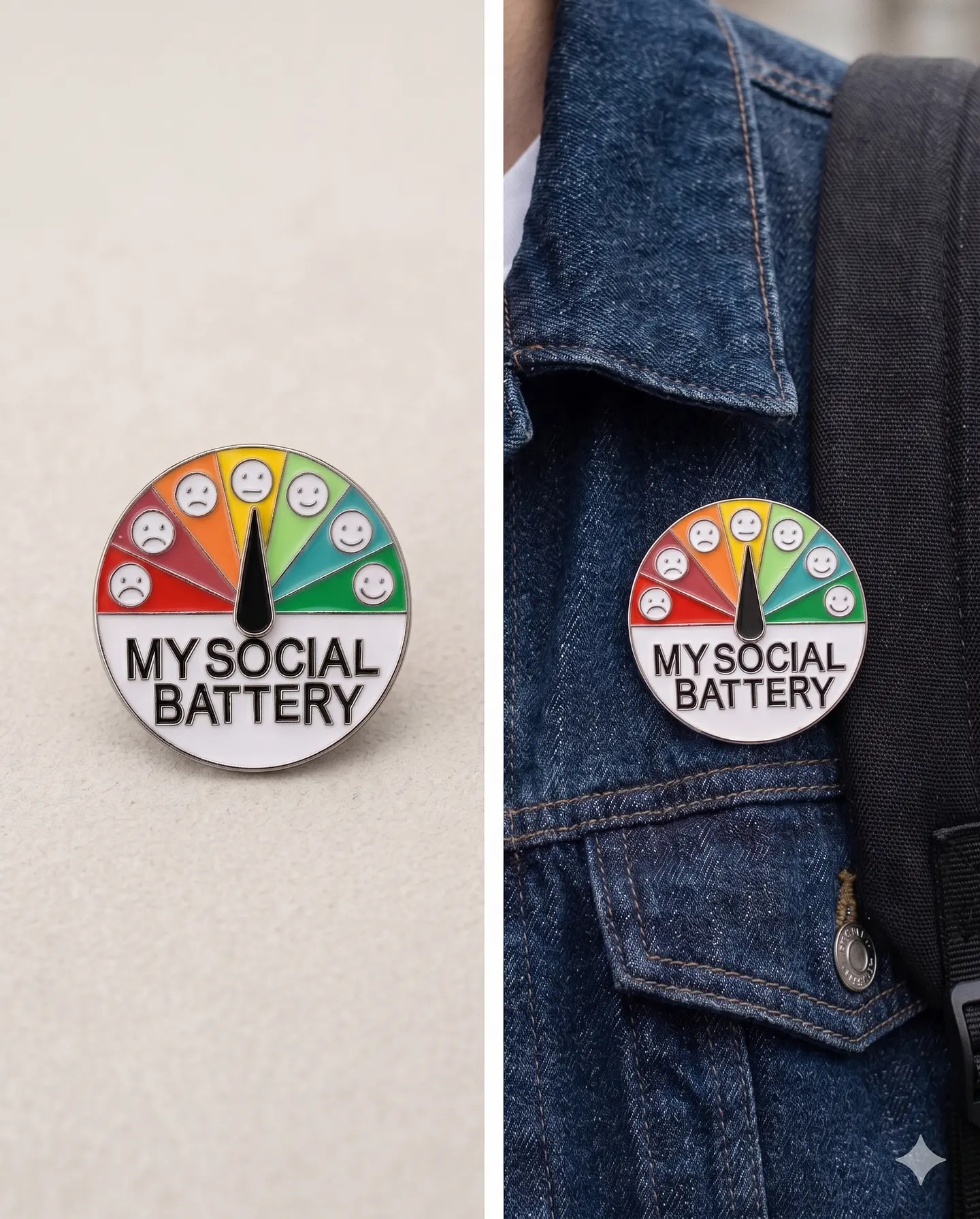 Pin Batería Social con Aguja Móvil 1
