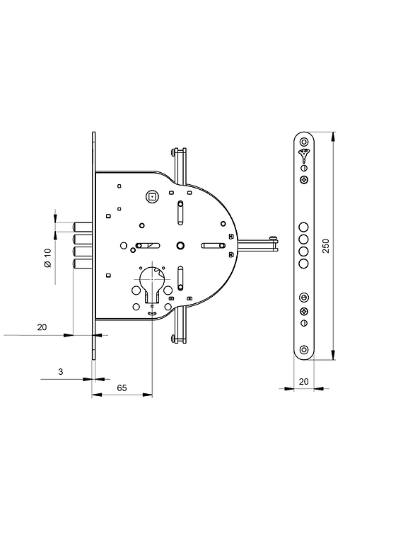 Cerraduras Multipunto Modelo 250 s/ Picaporte