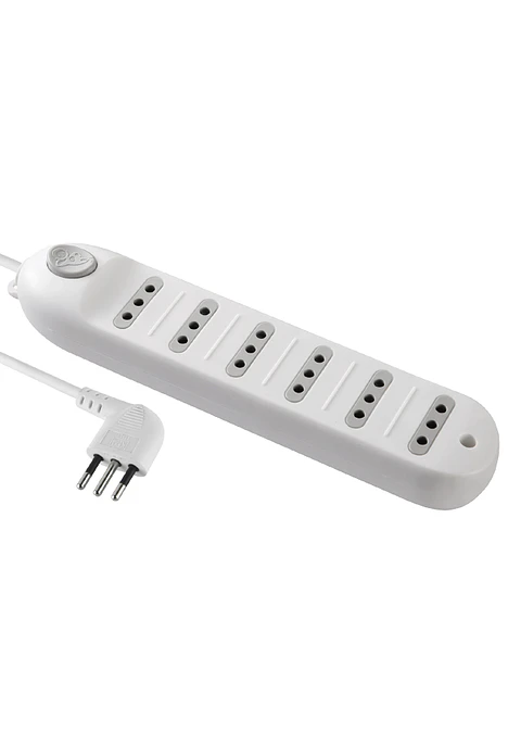 Alargador multiple 6 tomas, 3 metros, c/switch blanco