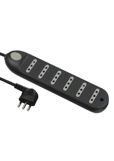 Alargador multiple 6 tomas, 5 metros, c/switch gris