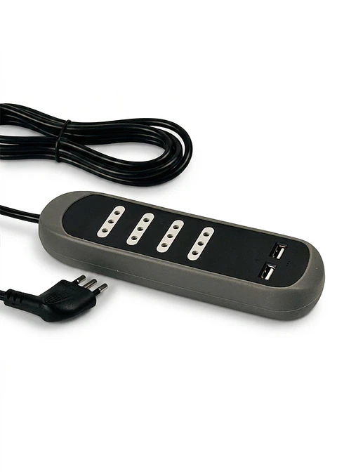 Halux Alargador zap. gummy 4 tomas+2USB, 3metros negro