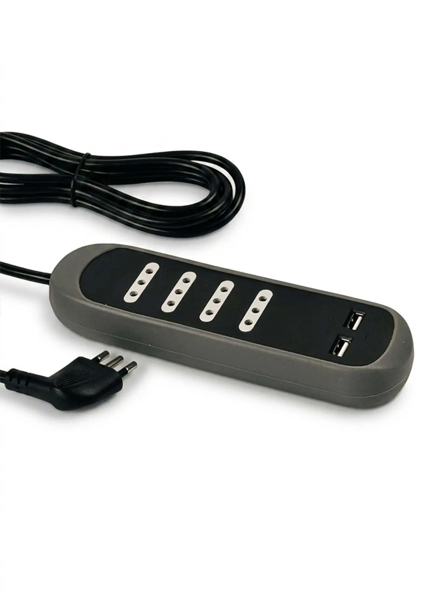 Halux Alargador zap. gummy 4 tomas+2USB, 3metros negro 1