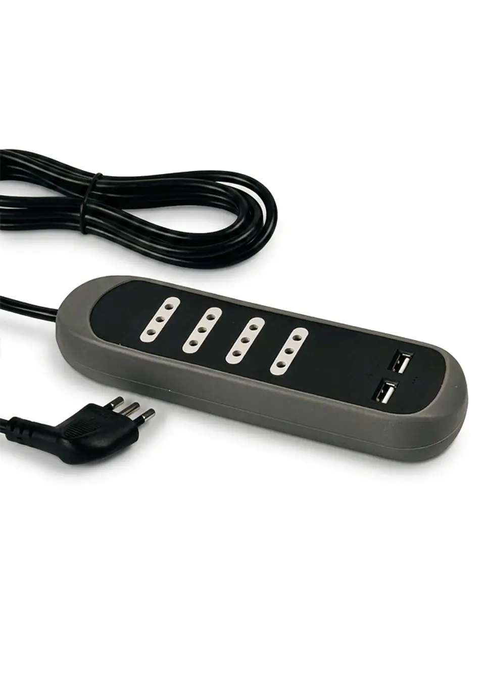 Halux Alargador zap. gummy 4 tomas+2USB, 3metros negro 1