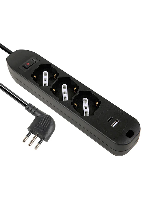 Electraline Zapatilla 4 pos. con USBA+USBC gris