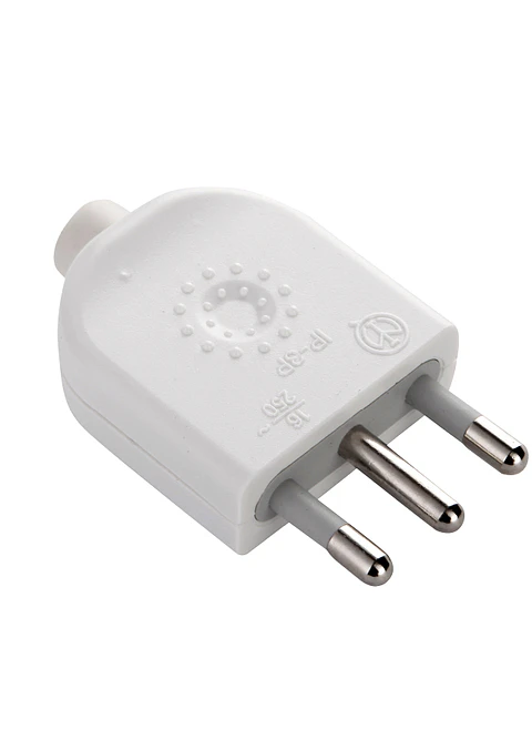 Enchufe macho volante 16A 2P+T blanco