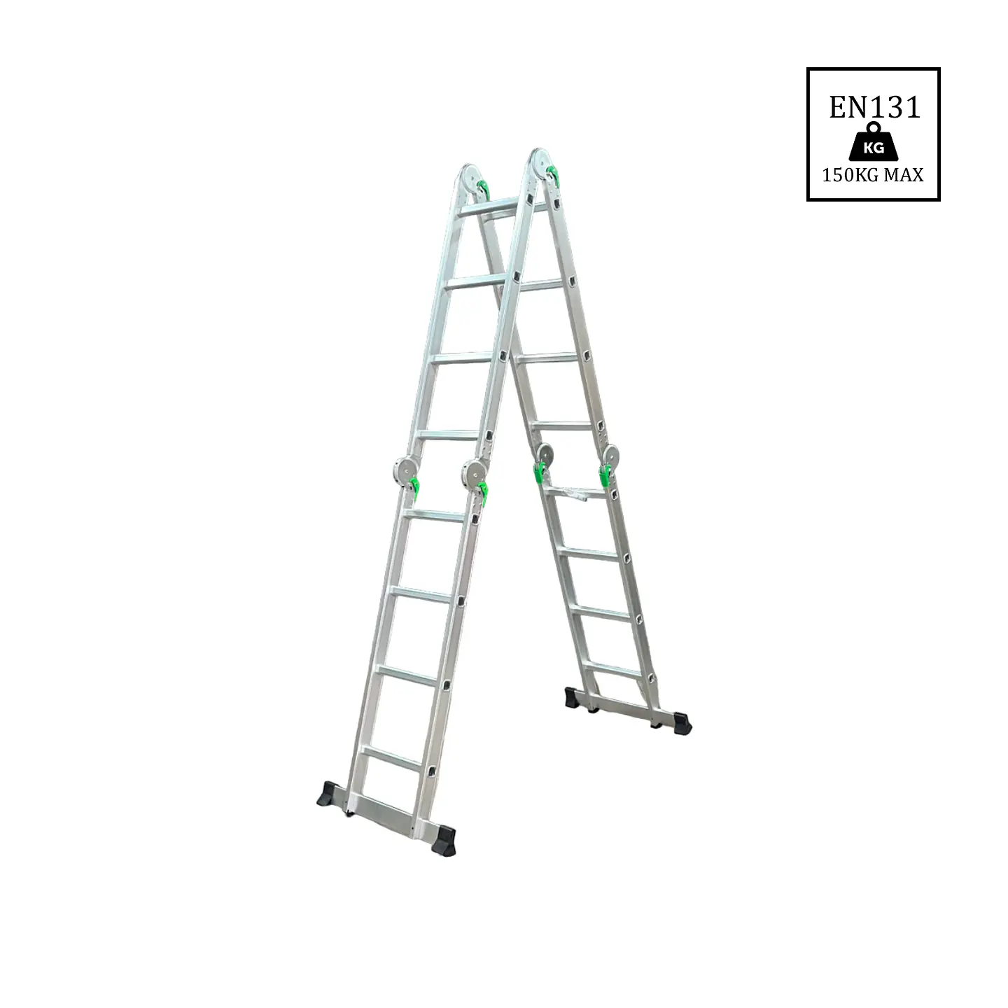 Escalera Articulada 16 Peldaños Multiuso Aluminio 4x4 - 4.56 m 1
