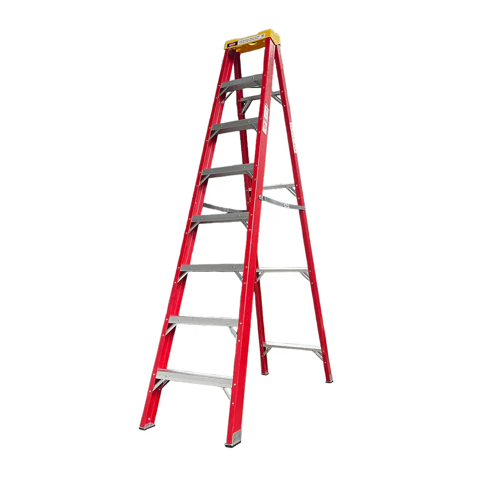Escalera Tijera Fibra de Vidrio 8 Peldaños - Alto 2.4 m 1