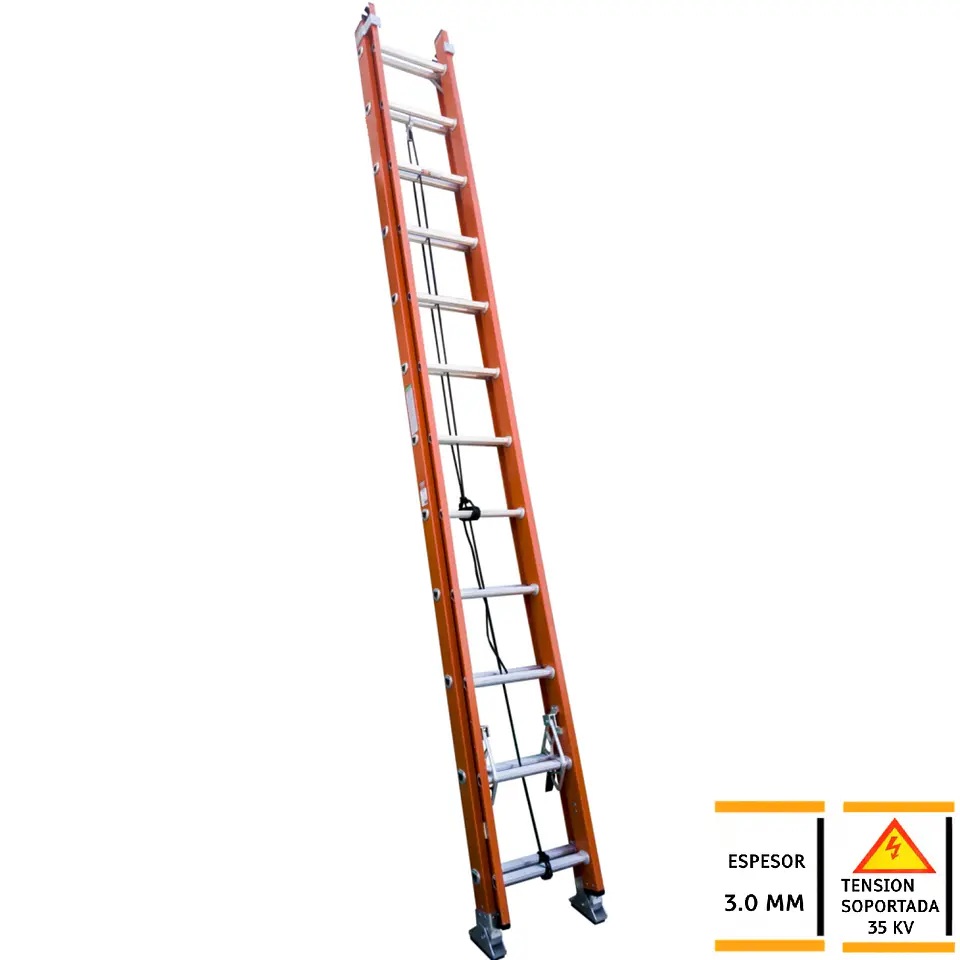 Escalera Telescópica Fibra de Vidrio 24 peldaños - 7.2m 2