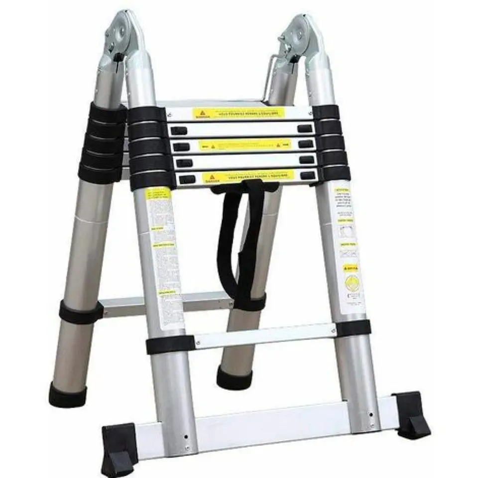 Escalera Telescópica Aluminio Plegable Multiuso 12 peldaños - 3.8m (1.9 + 1.9) 1