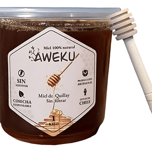 Miel 100% Natural Cruda Quillay Aweku 1 Kilo + Cuchara Miel
