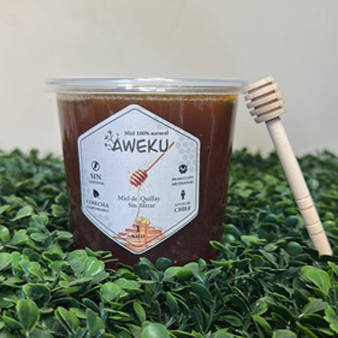 Miel 100% Natural Cruda Quillay Aweku 1 Kilo + Cuchara Miel 3