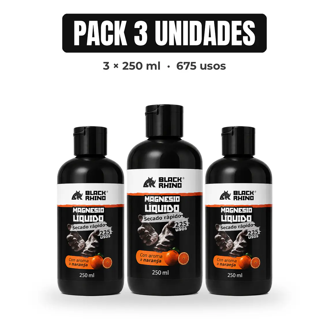 Magnesio Liquido Deportivo Antideslizante Black Rhino 250ml Pack 3 unidades Oferta especial 2