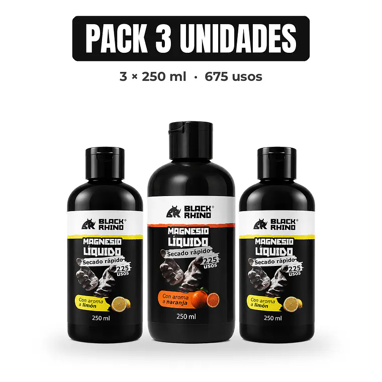 Magnesio Liquido Deportivo Antideslizante Black Rhino 250ml Pack 3 unidades Oferta especial 3