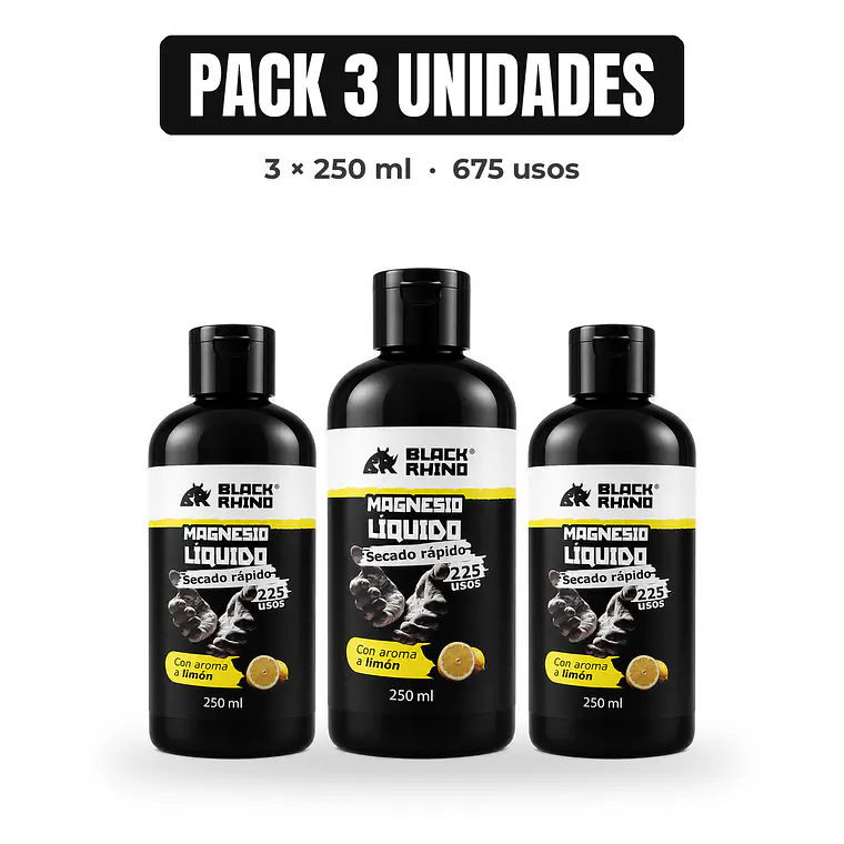 Magnesio Liquido Deportivo Antideslizante Black Rhino 250ml Pack 3 unidades Oferta especial 4