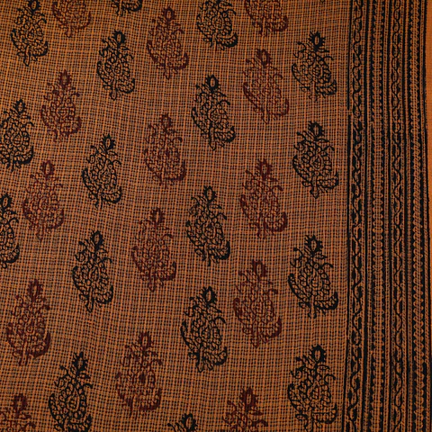 Tela de Algodón Estampada en Bloques – Naranja (Bagh).